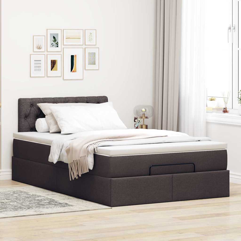Ottoman bed met matras 120x190 cm stof donkerbruin is nu te koop bij PeponiXL, paradijselijk wonen!