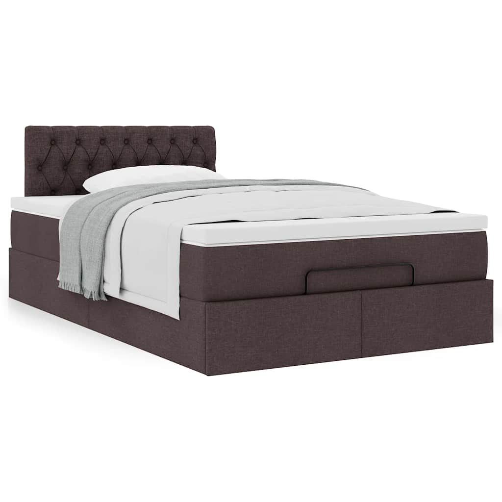 Ottoman bed met matras 120x190 cm stof donkerbruin is nu te koop bij PeponiXL, paradijselijk wonen!