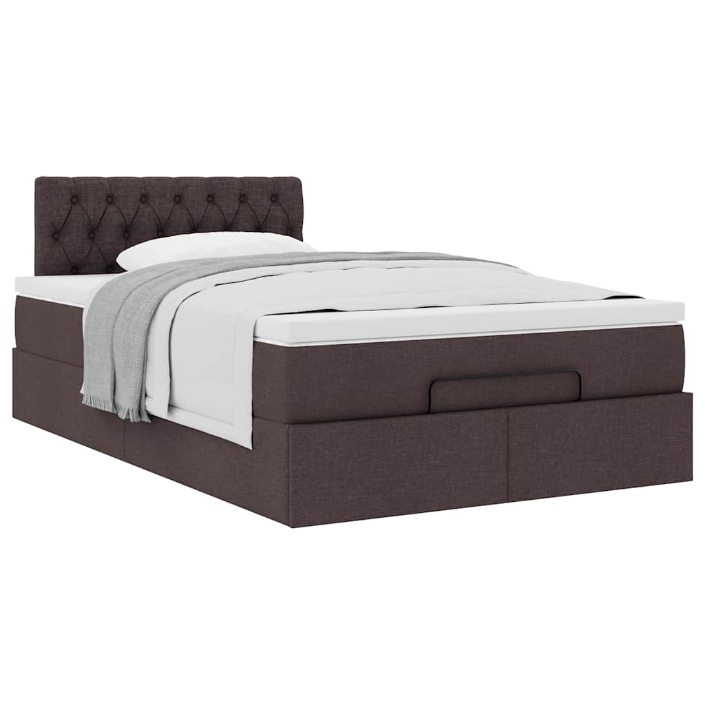 Ottoman bed met matras 120x190 cm stof donkerbruin is nu te koop bij PeponiXL, paradijselijk wonen!