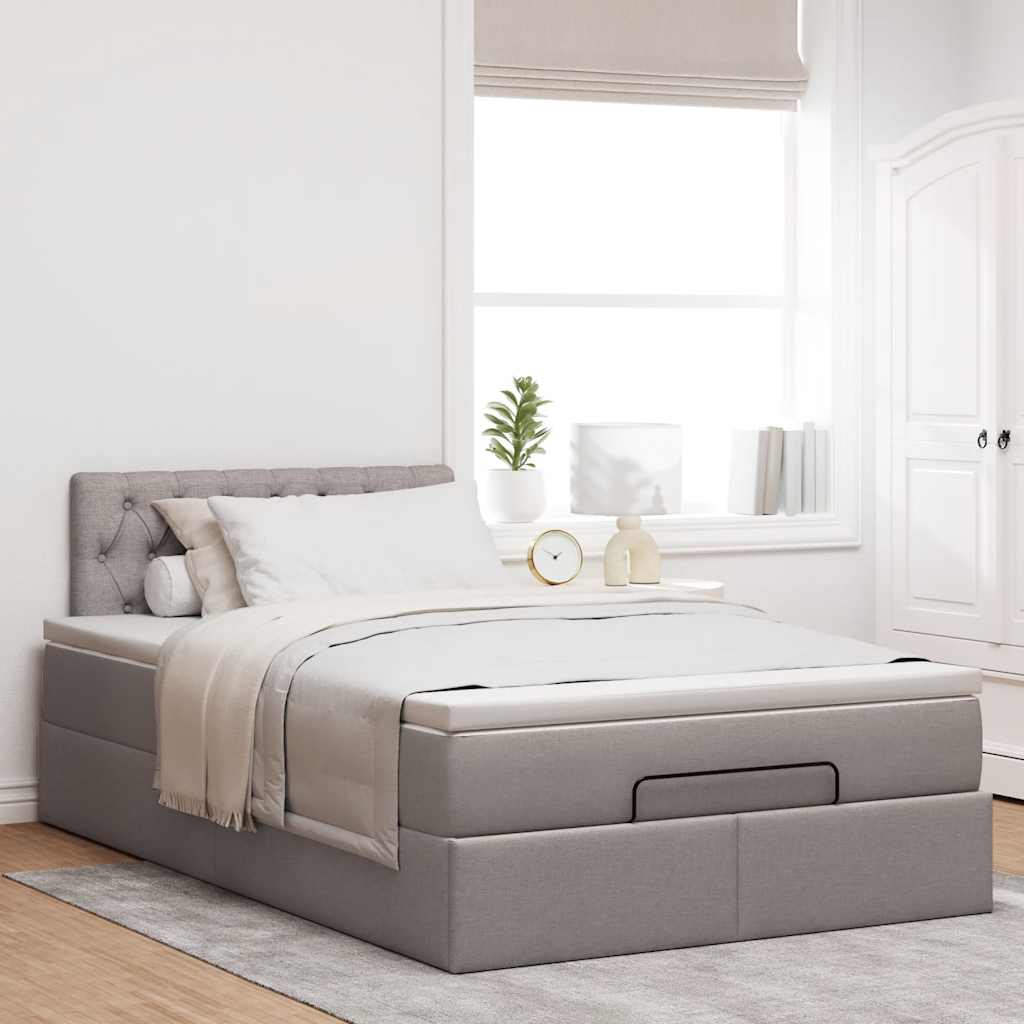 Ottoman bed met matras 120x190 cm stof taupe is nu te koop bij PeponiXL, paradijselijk wonen!