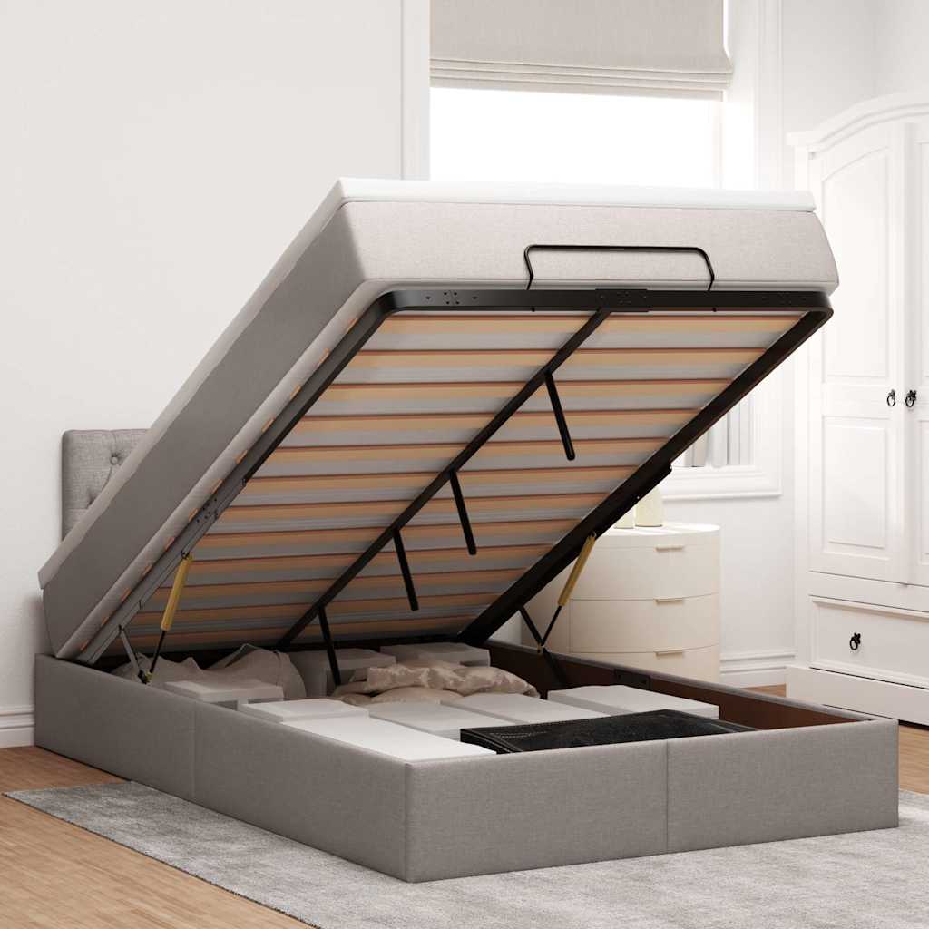 Ottoman bed met matras 120x190 cm stof taupe is nu te koop bij PeponiXL, paradijselijk wonen!