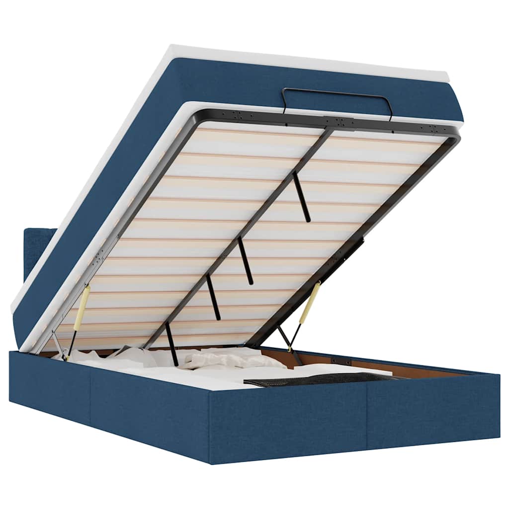 Ottoman bed met matras 120x190 cm stof blauw is nu te koop bij PeponiXL, paradijselijk wonen!