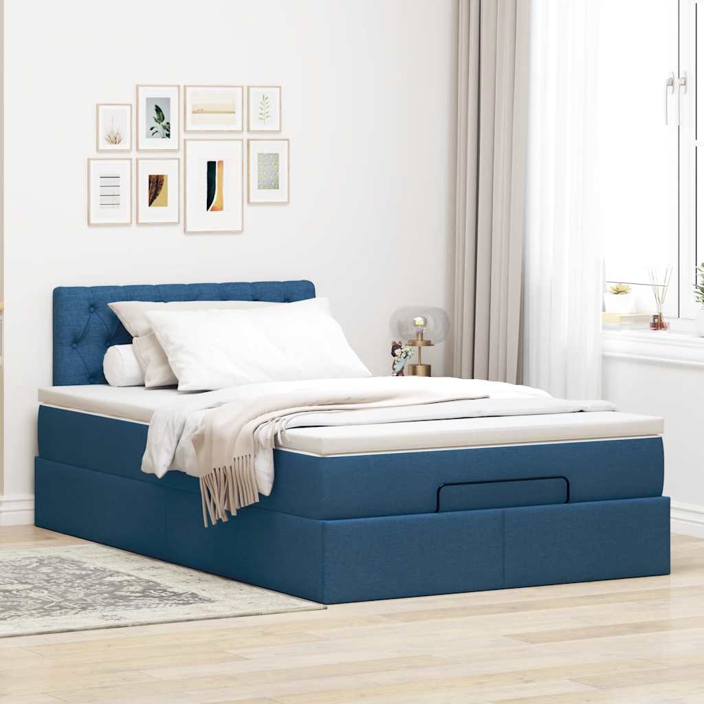 Ottoman bed met matras 120x190 cm stof blauw is nu te koop bij PeponiXL, paradijselijk wonen!