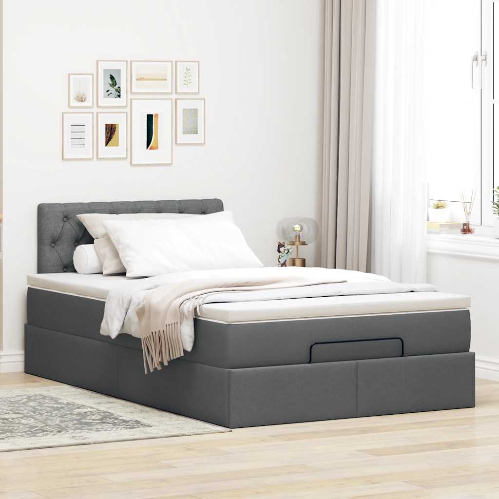 Bed met matras 120x200 cm stof donkergrijs is nu te koop bij PeponiXL, paradijselijk wonen!