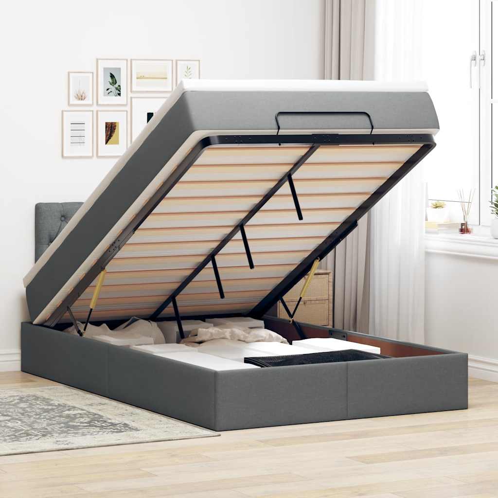 Bed met matras 120x200 cm stof donkergrijs is nu te koop bij PeponiXL, paradijselijk wonen!