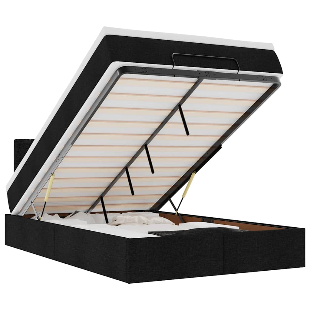 Bed met matras 120x200 cm stof zwart is nu te koop bij PeponiXL, paradijselijk wonen!