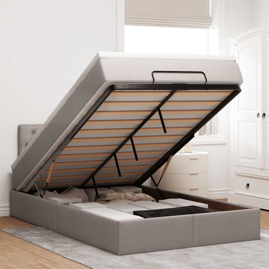 Ottoman bed met matras 120x200cm stof taupe is nu te koop bij PeponiXL, paradijselijk wonen!