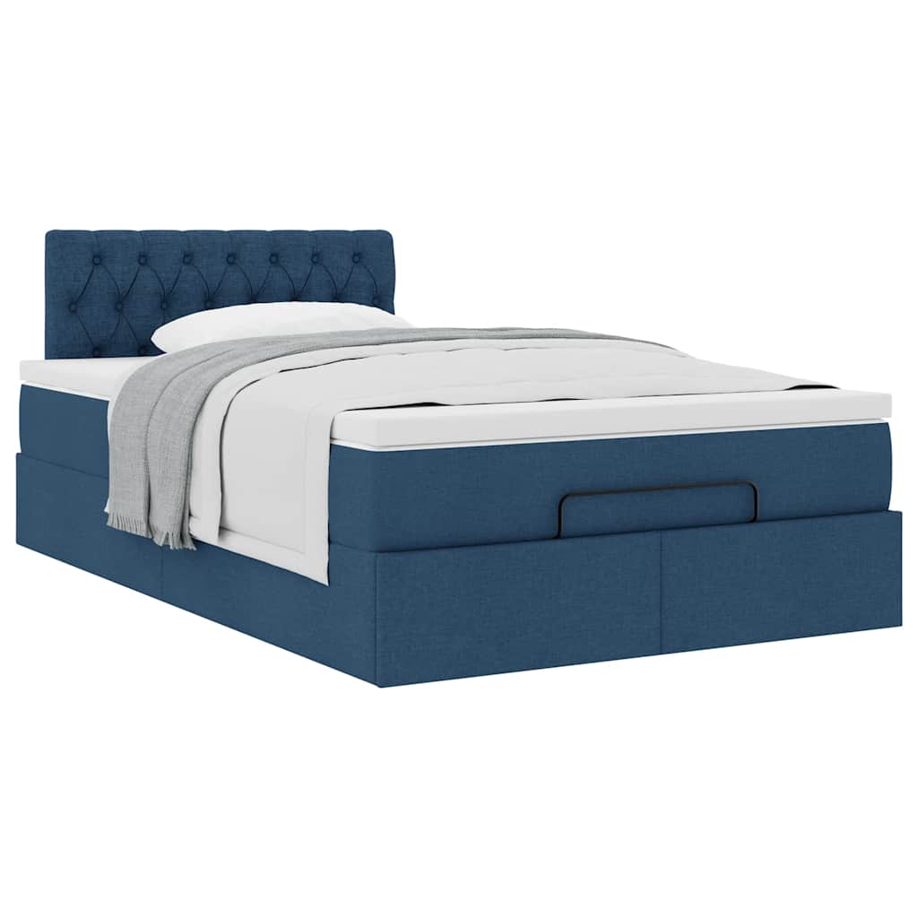 Bed met matras 120x200 cm stof blauw is nu te koop bij PeponiXL, paradijselijk wonen!
