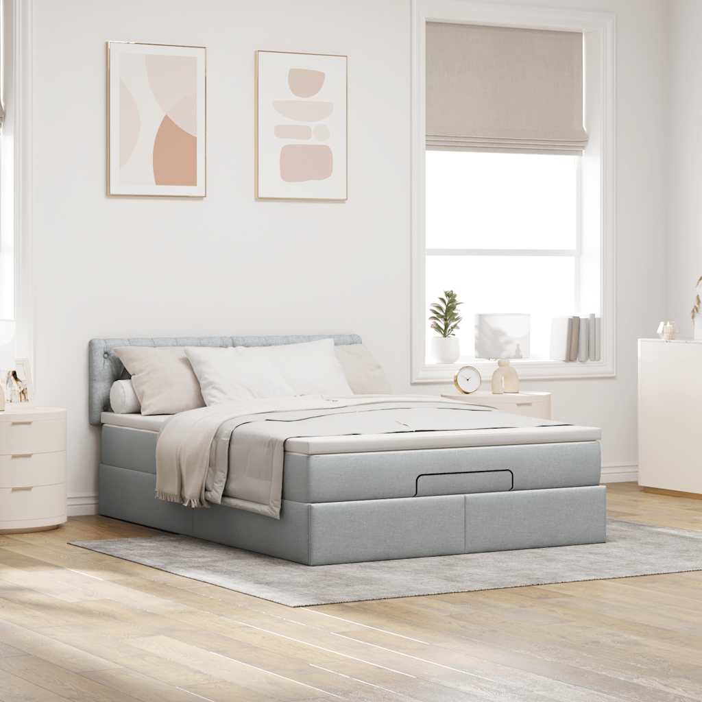 Bed met matras 140x190 cm stof lichtgrijs is nu te koop bij PeponiXL, paradijselijk wonen!