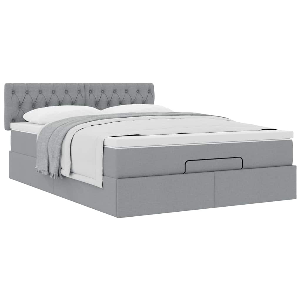 Bed met matras 140x190 cm stof lichtgrijs is nu te koop bij PeponiXL, paradijselijk wonen!