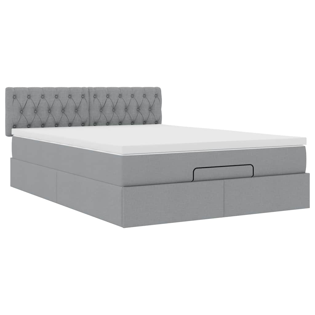Bed met matras 140x190 cm stof lichtgrijs is nu te koop bij PeponiXL, paradijselijk wonen!