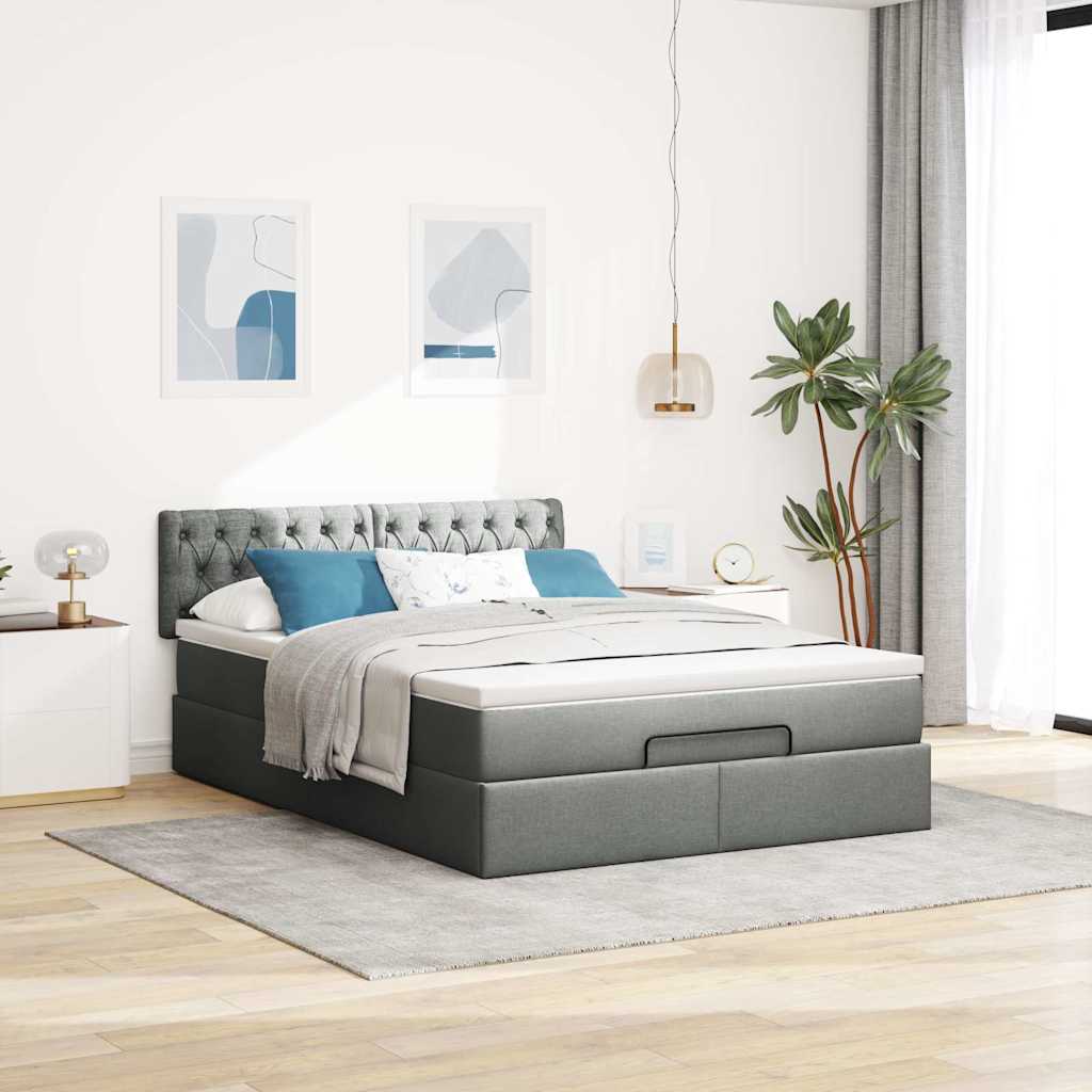 Bed met matras 140x190 cm stof donkergrijs is nu te koop bij PeponiXL, paradijselijk wonen!