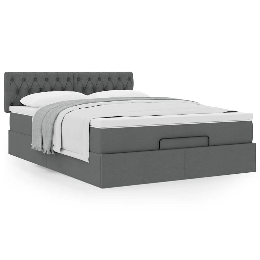 Bed met matras 140x190 cm stof donkergrijs is nu te koop bij PeponiXL, paradijselijk wonen!
