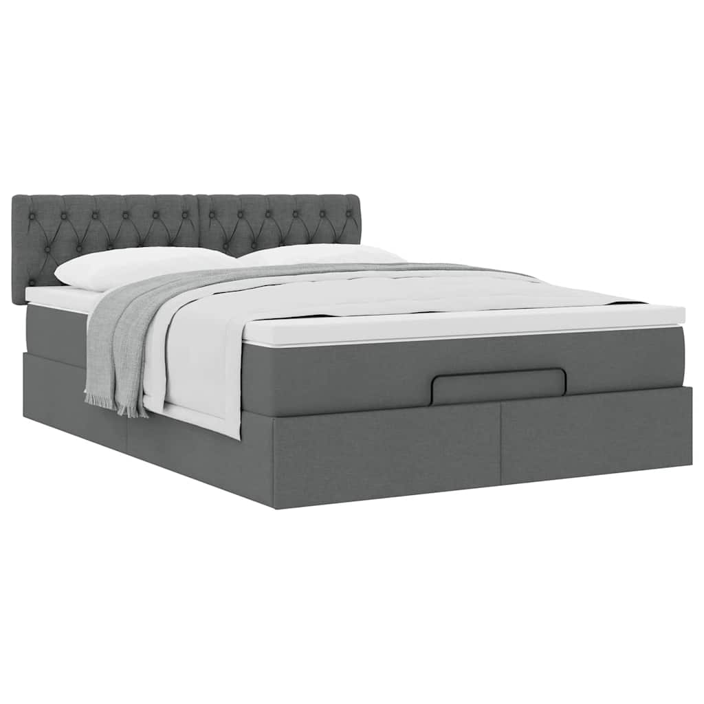 Bed met matras 140x190 cm stof donkergrijs is nu te koop bij PeponiXL, paradijselijk wonen!