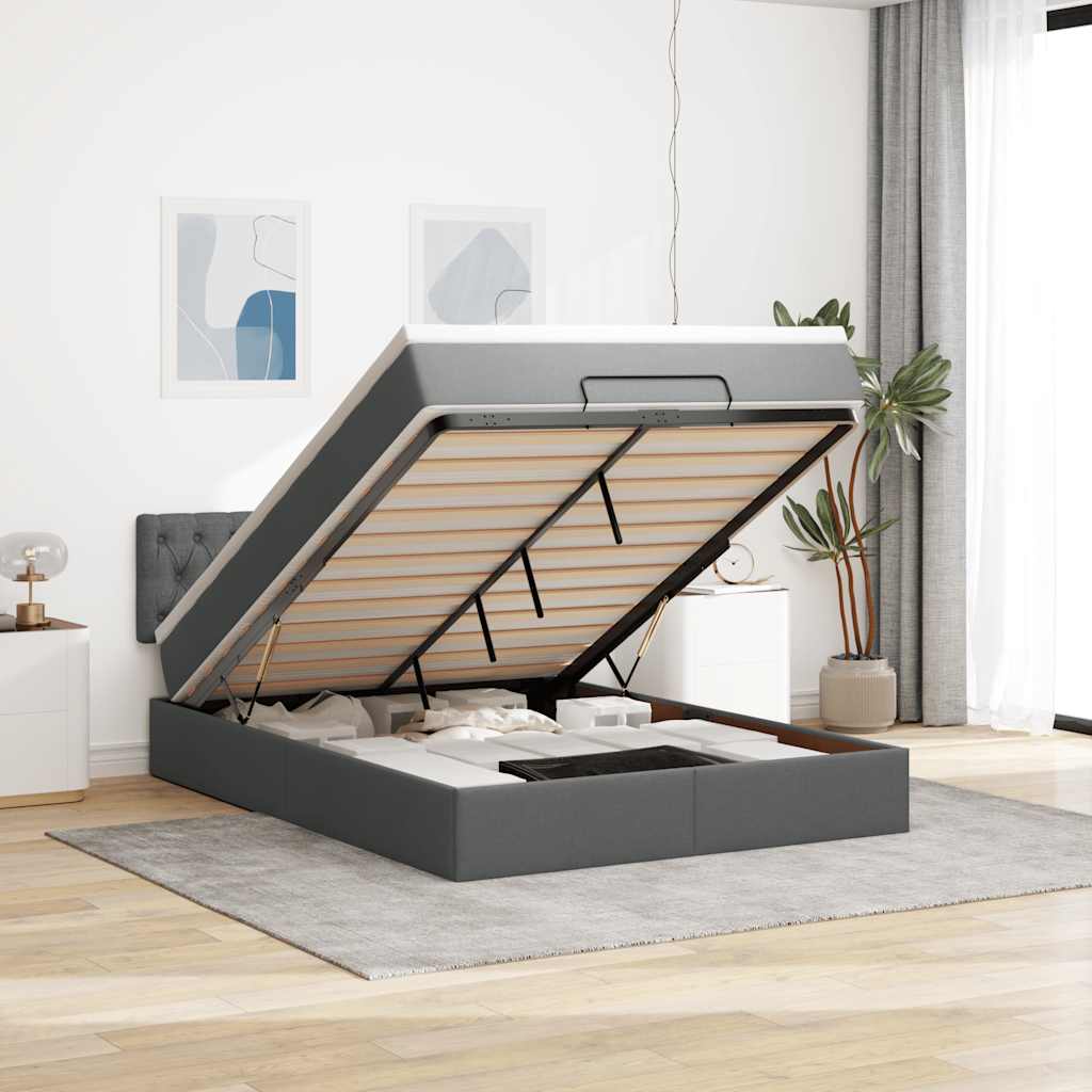Bed met matras 140x190 cm stof donkergrijs is nu te koop bij PeponiXL, paradijselijk wonen!