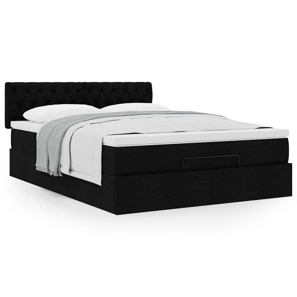 Bed met matras 140x190 cm stof zwart is nu te koop bij PeponiXL, paradijselijk wonen!