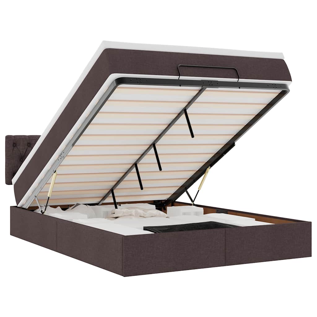 Bed met matras 140x190 cm stof donkerbruin is nu te koop bij PeponiXL, paradijselijk wonen!