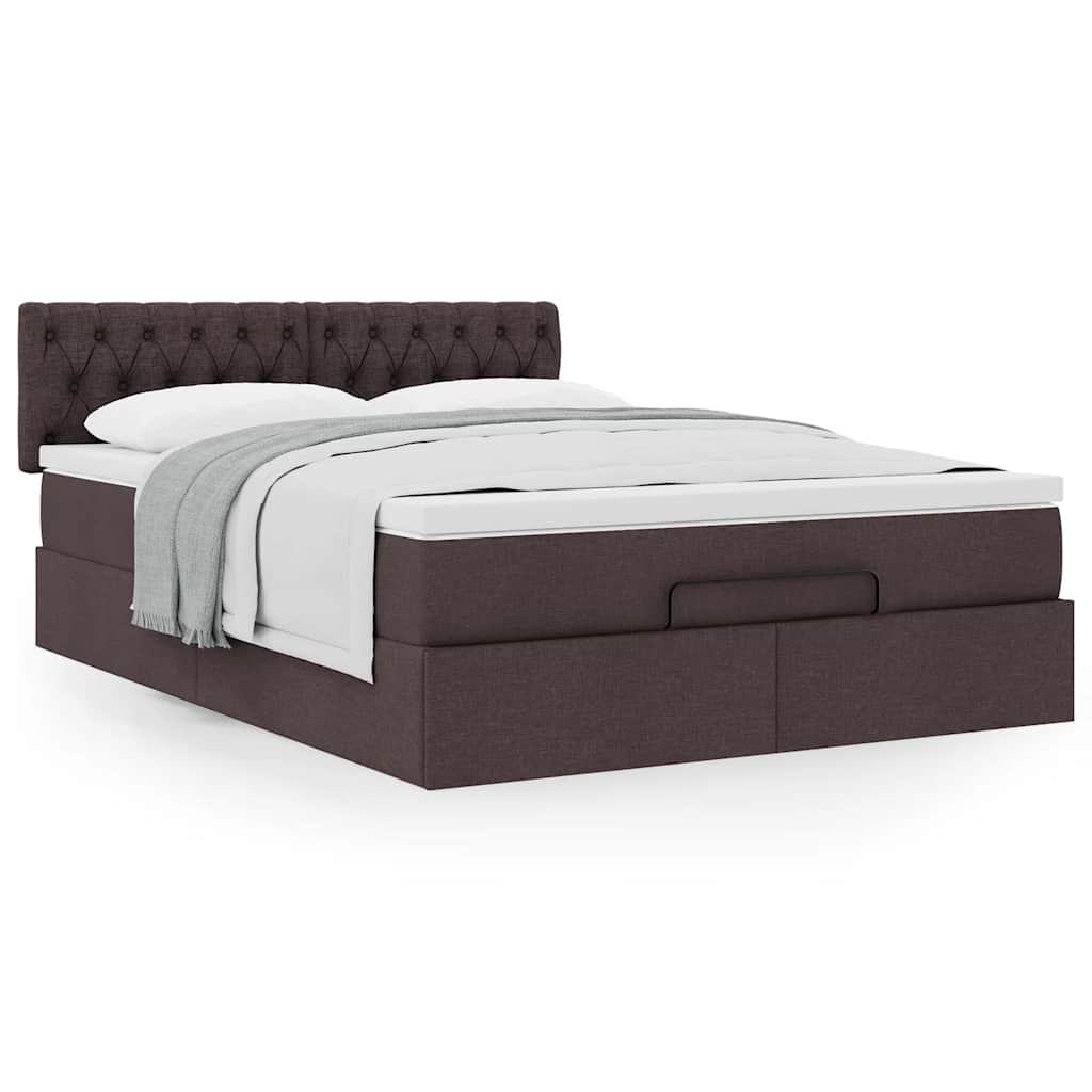 Bed met matras 140x190 cm stof donkerbruin is nu te koop bij PeponiXL, paradijselijk wonen!