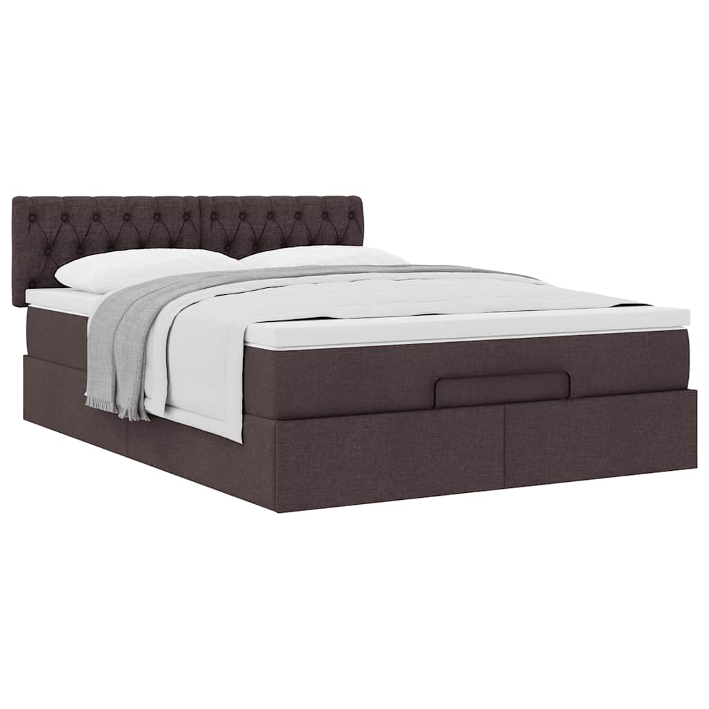Bed met matras 140x190 cm stof donkerbruin is nu te koop bij PeponiXL, paradijselijk wonen!