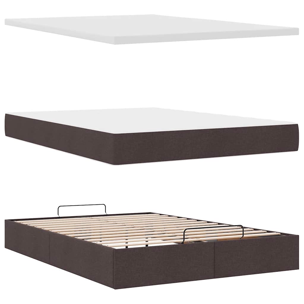 Bed met matras 140x190 cm stof donkerbruin is nu te koop bij PeponiXL, paradijselijk wonen!