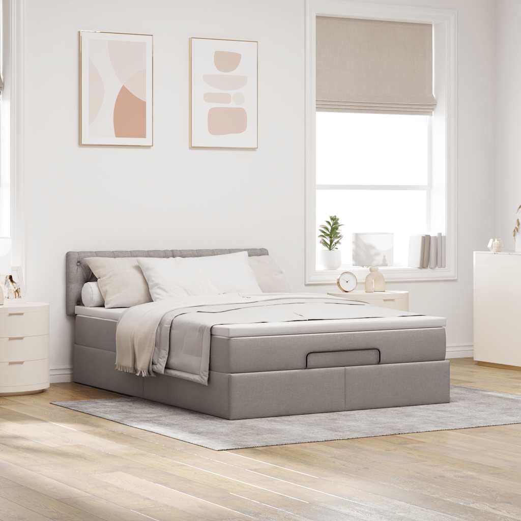 Bed met matras 140x190 cm stof taupe is nu te koop bij PeponiXL, paradijselijk wonen!