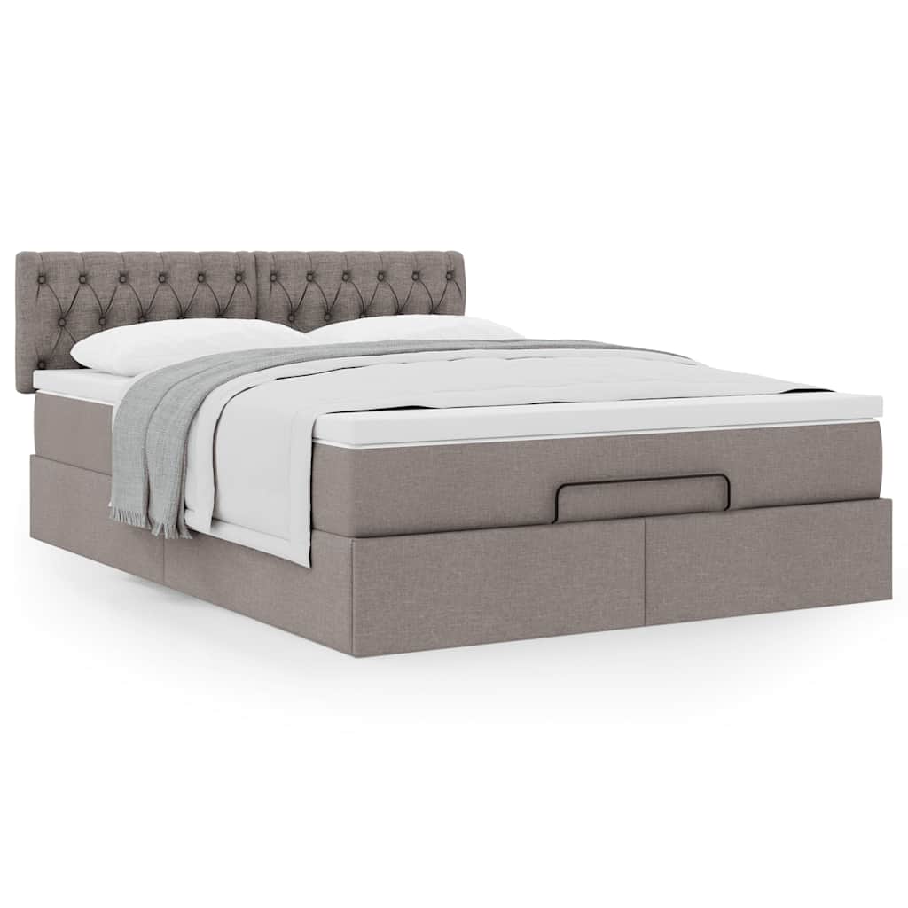 Bed met matras 140x190 cm stof taupe is nu te koop bij PeponiXL, paradijselijk wonen!