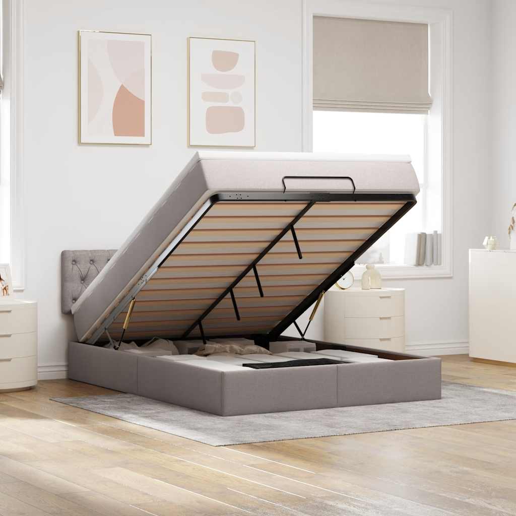 Bed met matras 140x190 cm stof taupe is nu te koop bij PeponiXL, paradijselijk wonen!