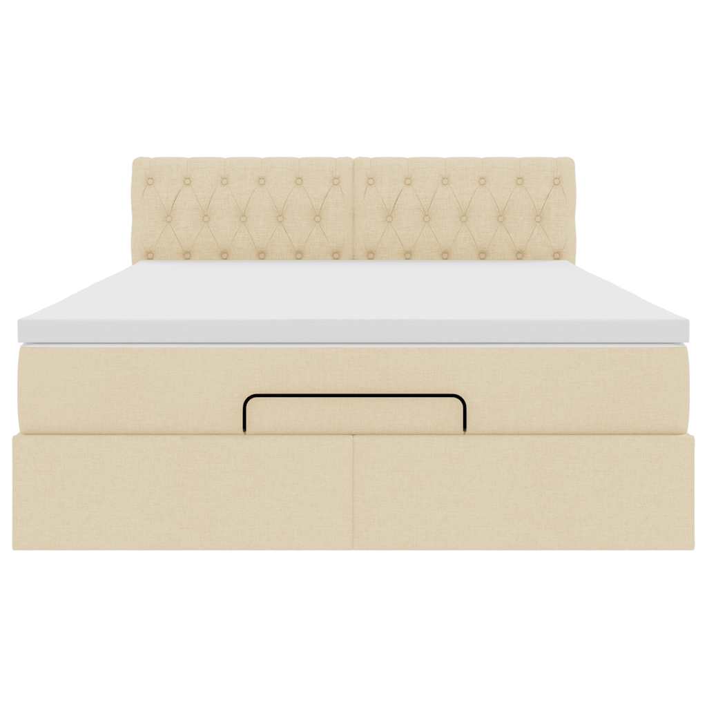 Bed met matras 140x190 cm stof crèmekleurig is nu te koop bij PeponiXL, paradijselijk wonen!