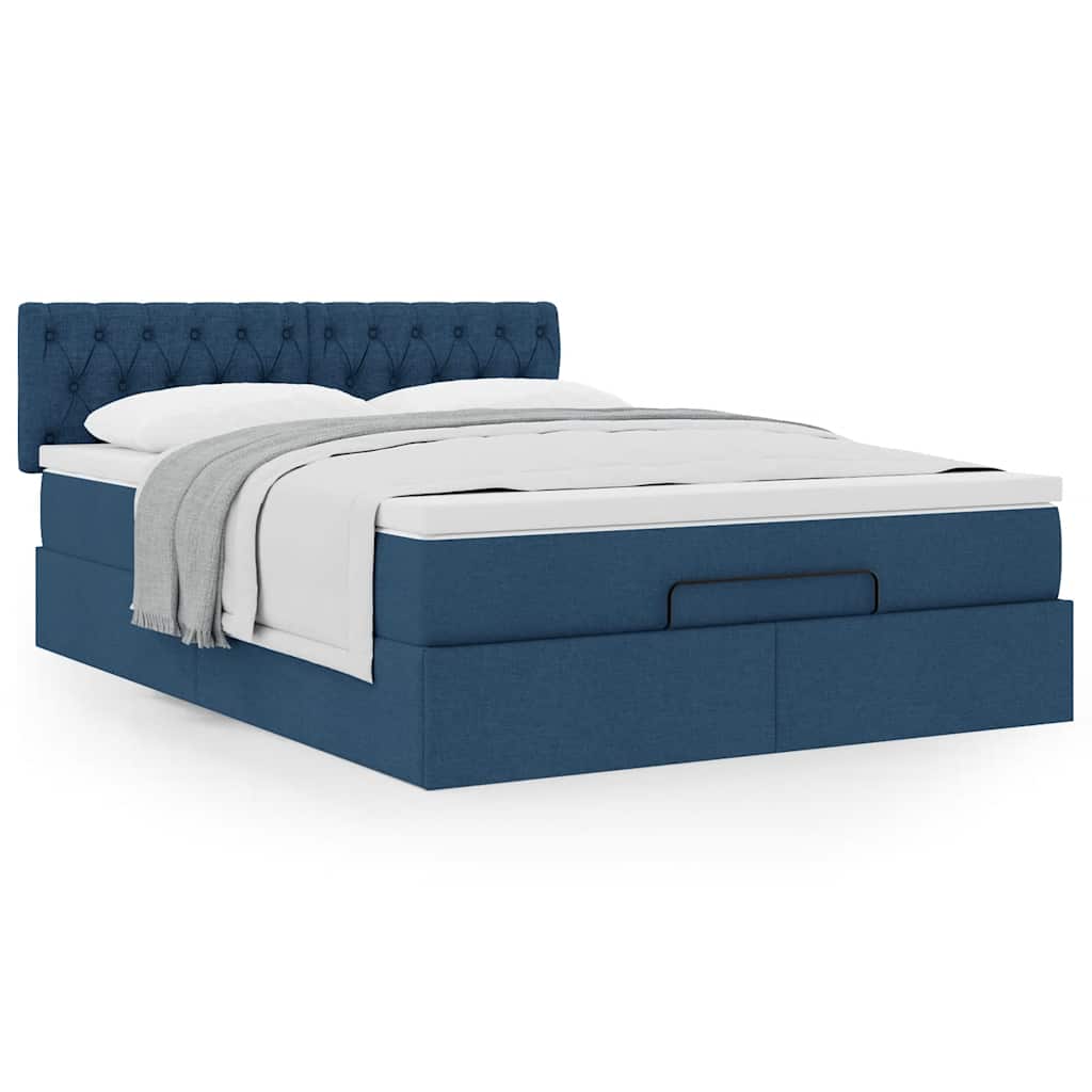 Bed met matras 140x190 cm stof blauw