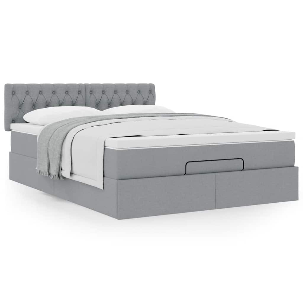 Ottoman bed met matras 140x200cm stof lichtgrijs is nu te koop bij PeponiXL, paradijselijk wonen!
