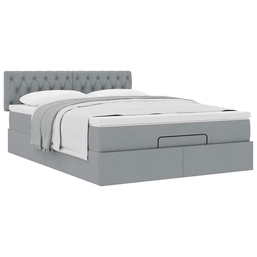 Ottoman bed met matras 140x200cm stof lichtgrijs is nu te koop bij PeponiXL, paradijselijk wonen!