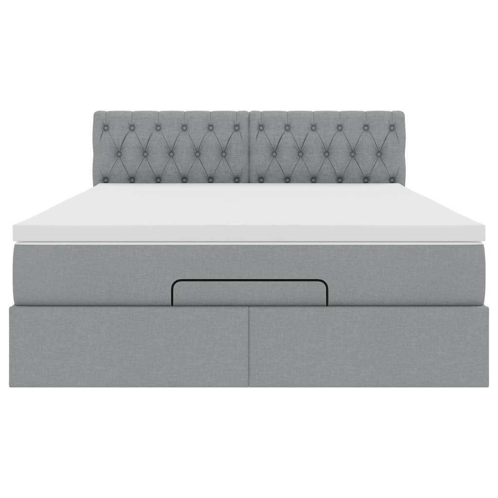 Ottoman bed met matras 140x200cm stof lichtgrijs is nu te koop bij PeponiXL, paradijselijk wonen!
