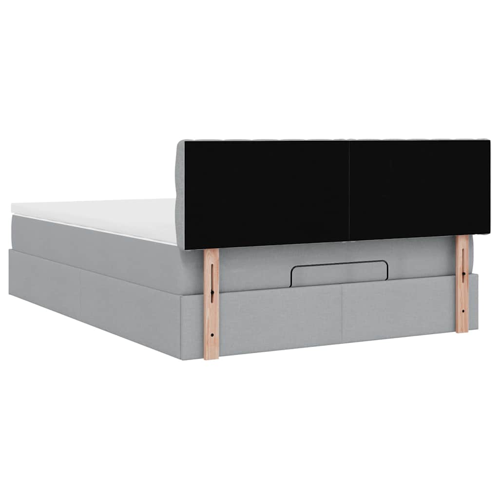 Ottoman bed met matras 140x200cm stof lichtgrijs is nu te koop bij PeponiXL, paradijselijk wonen!