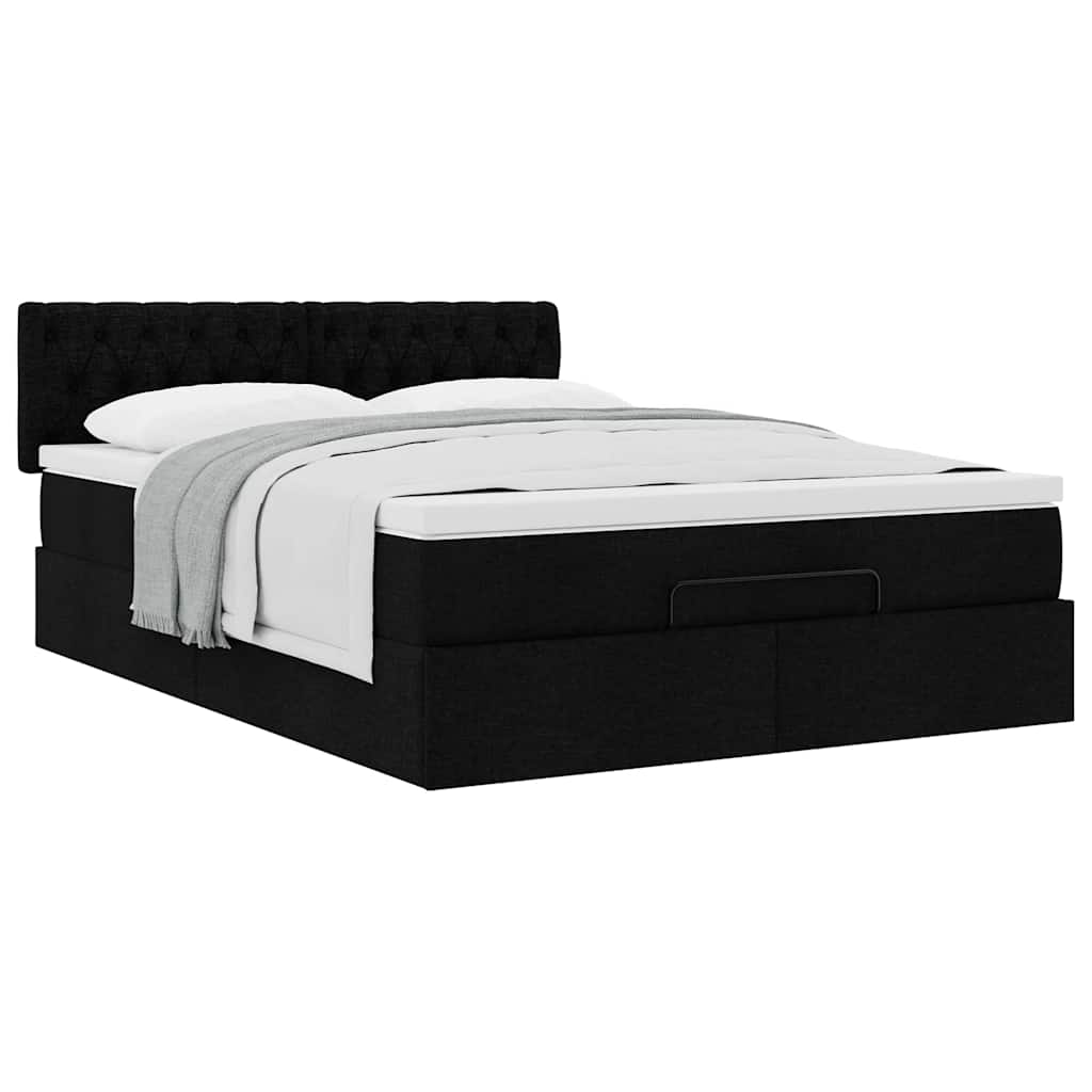 Bed met matras 140x200 cm stof zwart is nu te koop bij PeponiXL, paradijselijk wonen!