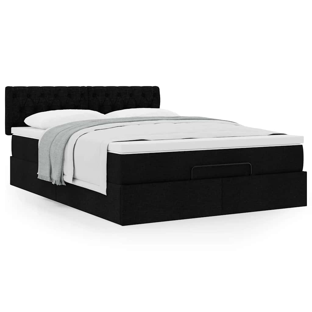 Bed met matras 140x200 cm stof zwart is nu te koop bij PeponiXL, paradijselijk wonen!
