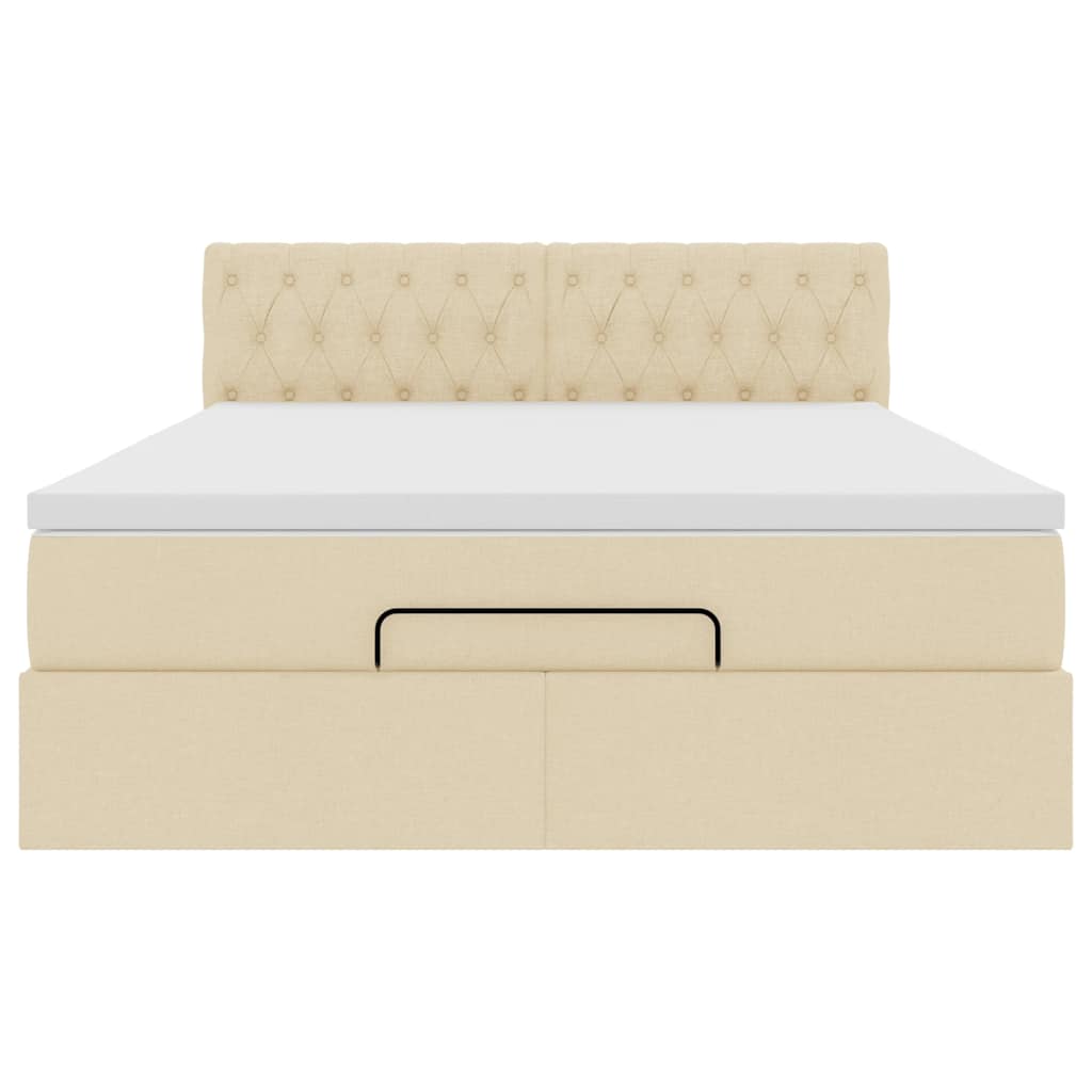 Bed met matras 140x200 cm stof crèmekleurig is nu te koop bij PeponiXL, paradijselijk wonen!