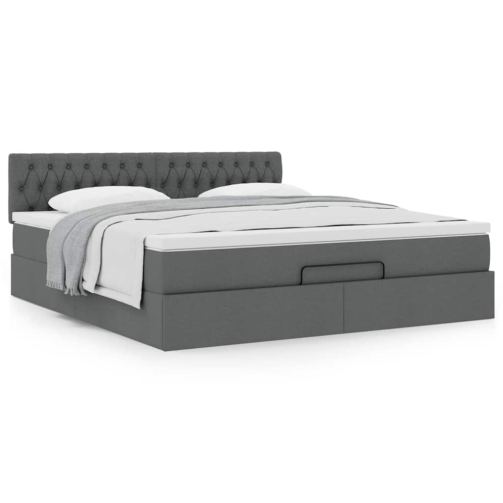 Ottoman bed met matras 160x200cm stof donkergrijs is nu te koop bij PeponiXL, paradijselijk wonen!