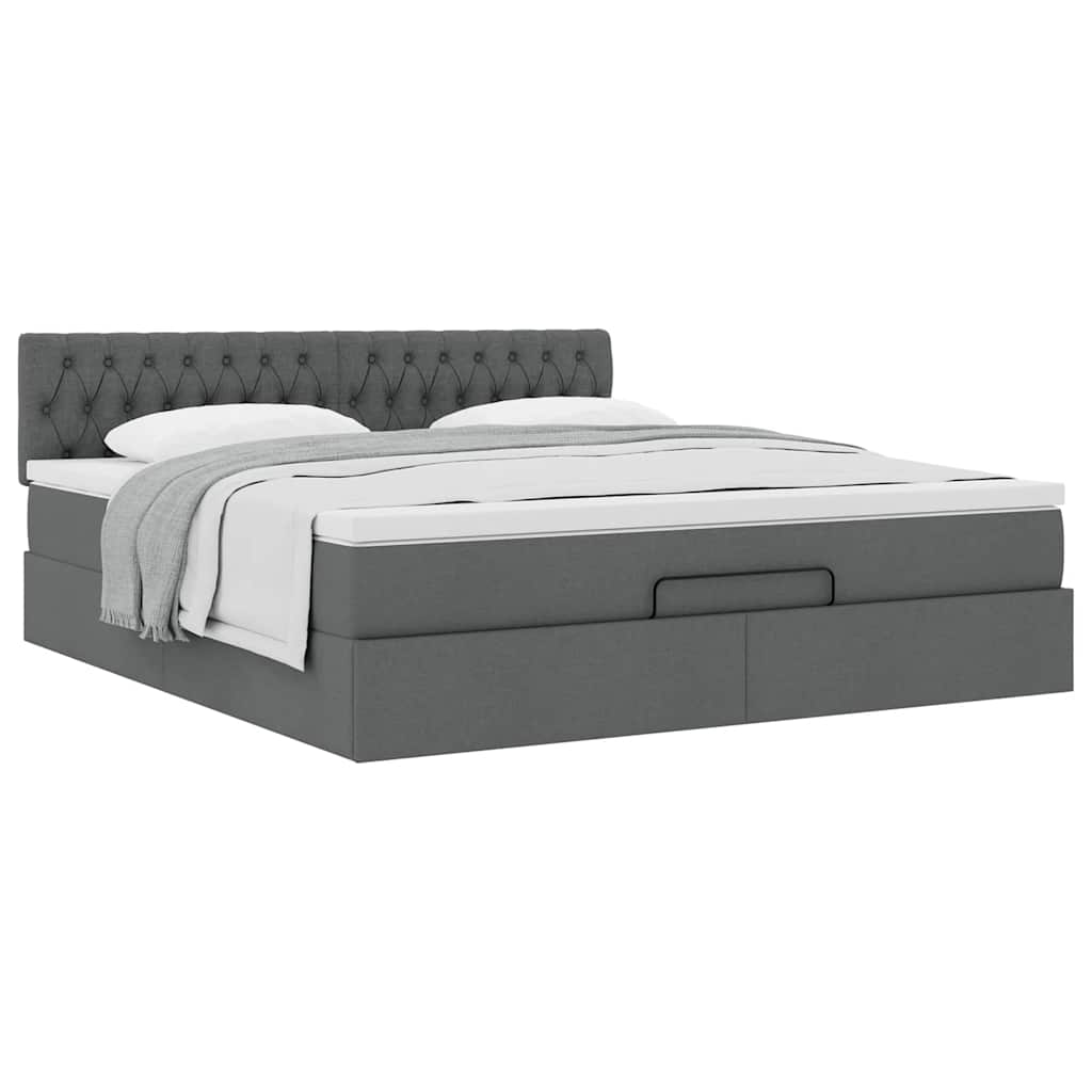 Ottoman bed met matras 160x200cm stof donkergrijs is nu te koop bij PeponiXL, paradijselijk wonen!