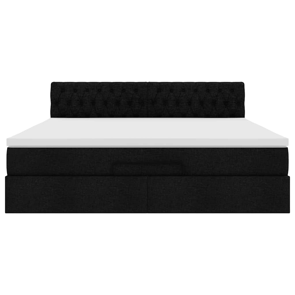 Ottoman bed met matras 160x200cm stof zwart is nu te koop bij PeponiXL, paradijselijk wonen!
