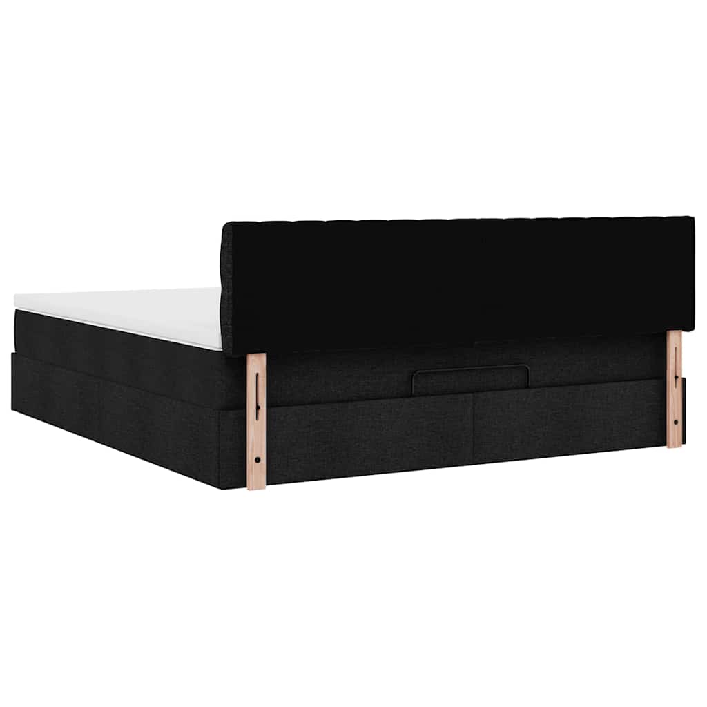 Ottoman bed met matras 160x200cm stof zwart is nu te koop bij PeponiXL, paradijselijk wonen!