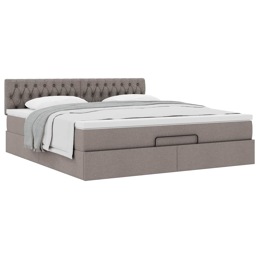 Ottoman bed met matras 160x200cm stof taupe is nu te koop bij PeponiXL, paradijselijk wonen!