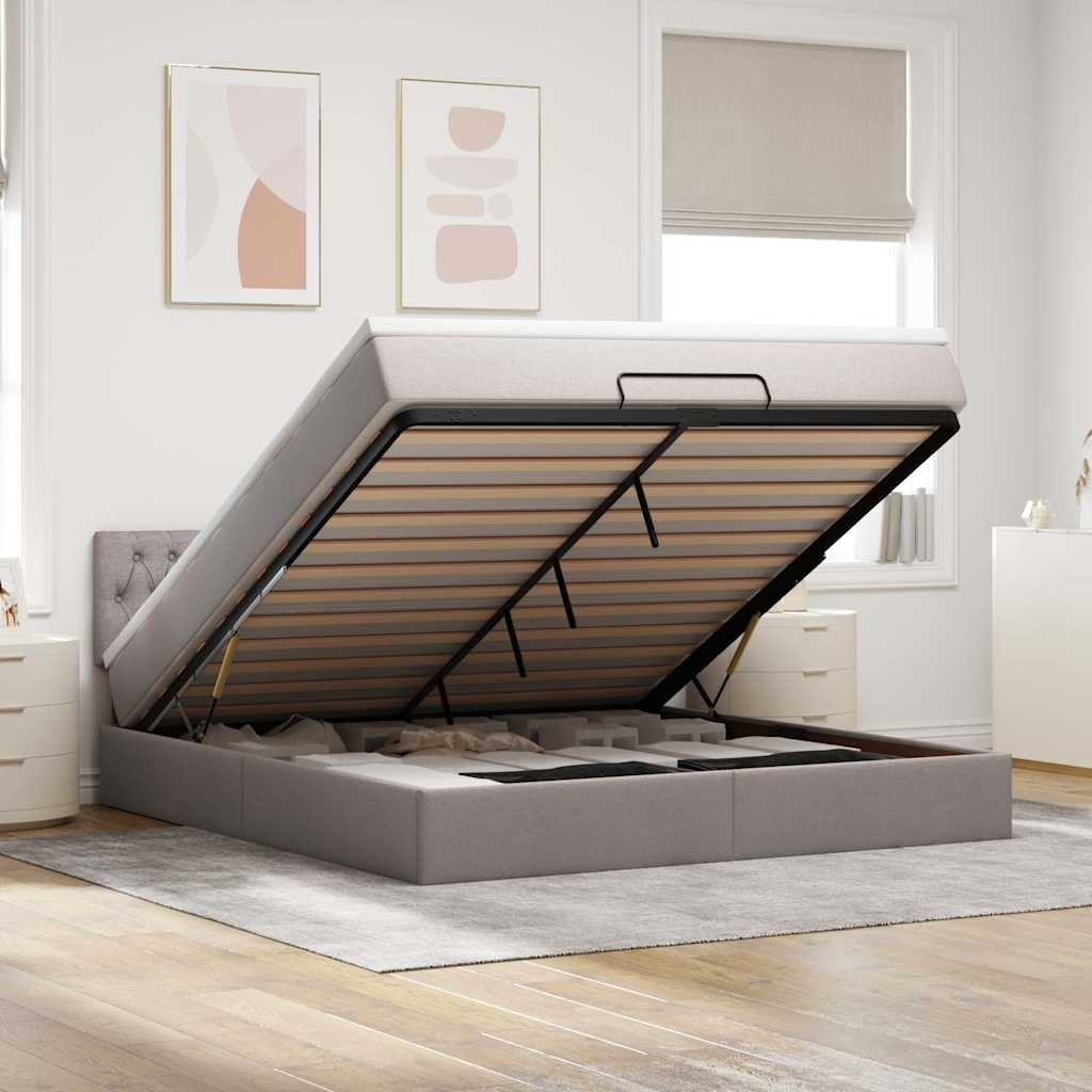 Ottoman bed met matras 160x200cm stof taupe is nu te koop bij PeponiXL, paradijselijk wonen!