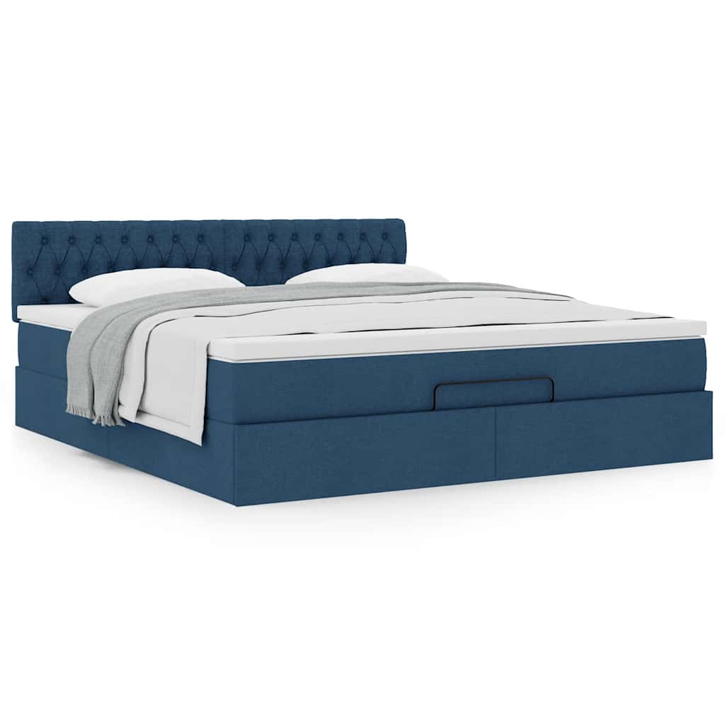 Ottoman bed met matras 160x200cm stof blauw is nu te koop bij PeponiXL, paradijselijk wonen!