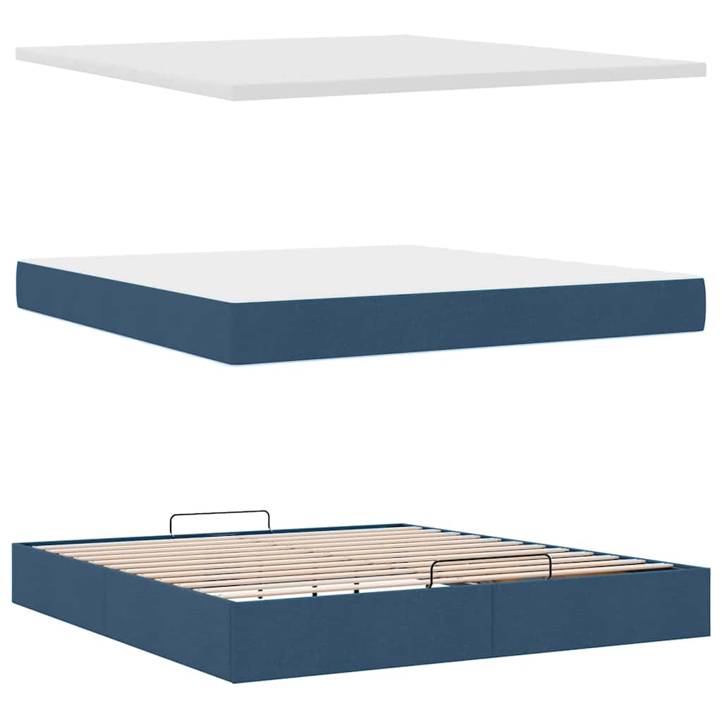 Ottoman bed met matras 160x200cm stof blauw is nu te koop bij PeponiXL, paradijselijk wonen!