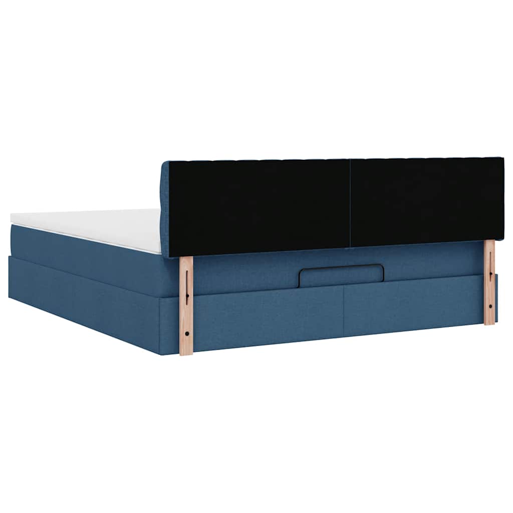 Ottoman bed met matras 160x200cm stof blauw is nu te koop bij PeponiXL, paradijselijk wonen!
