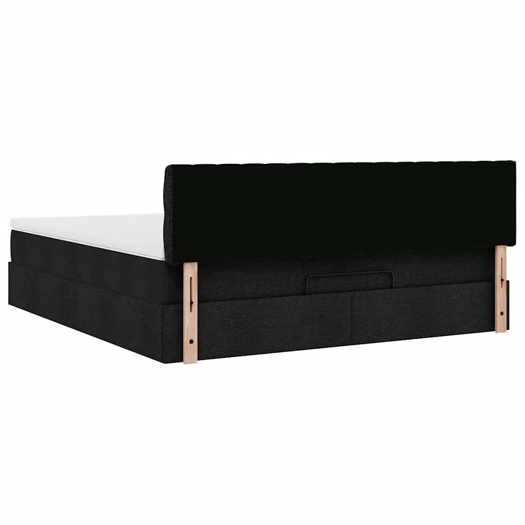 Ottoman bed met matras 180x200cm stof zwart is nu te koop bij PeponiXL, paradijselijk wonen!