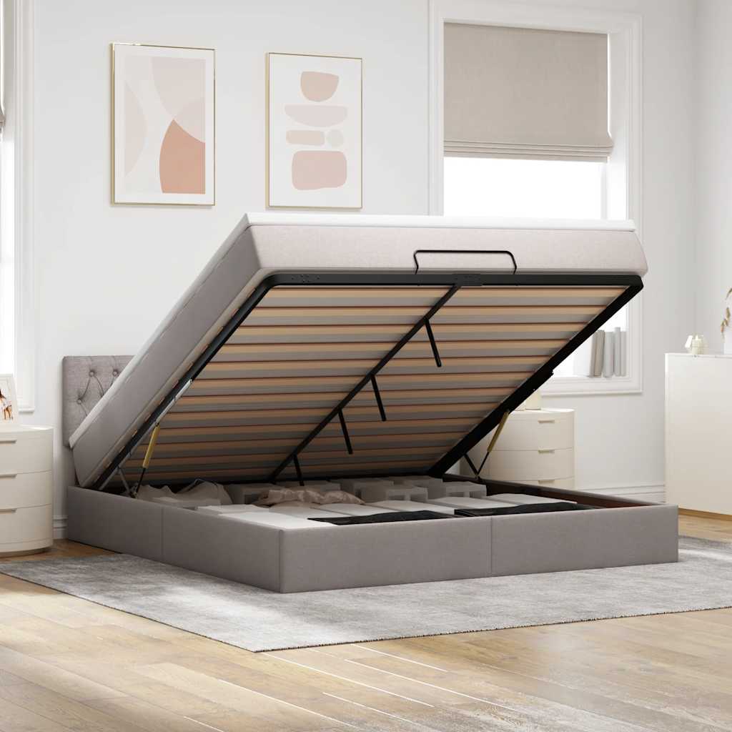 Ottoman bed met matras 180x200cm stof taupe is nu te koop bij PeponiXL, paradijselijk wonen!