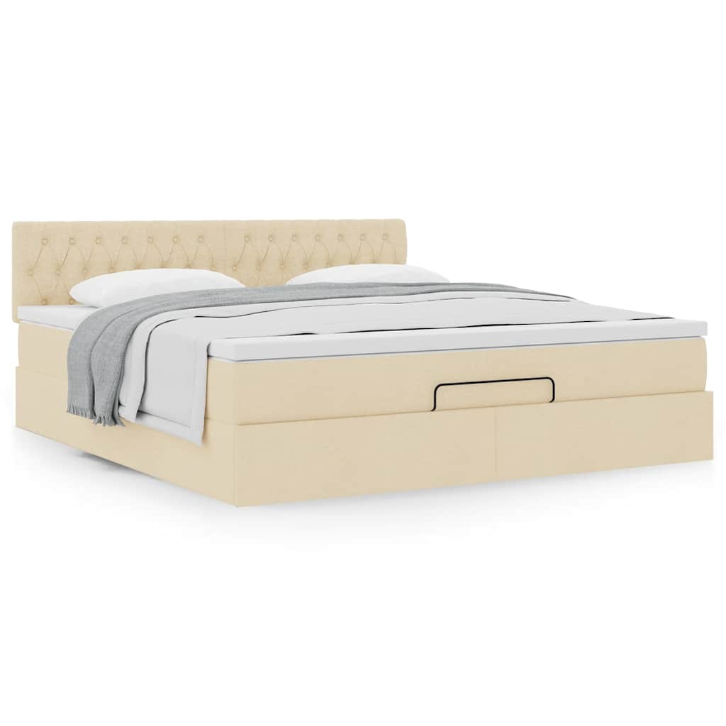 Ottoman bed met matras 180x200cm stof crèmekleurig is nu te koop bij PeponiXL, paradijselijk wonen!