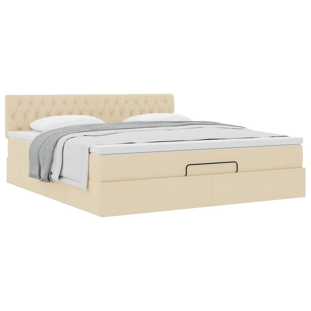 Ottoman bed met matras 180x200cm stof crèmekleurig is nu te koop bij PeponiXL, paradijselijk wonen!