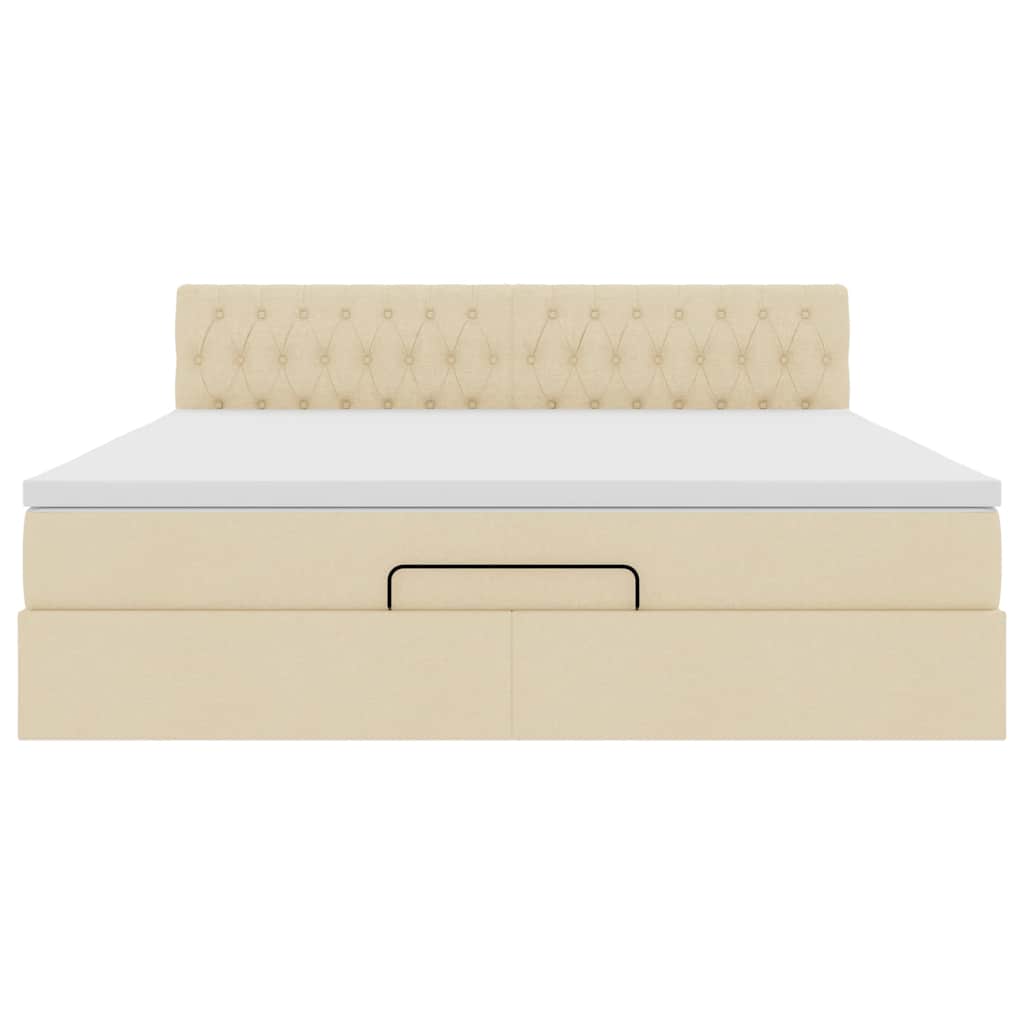 Ottoman bed met matras 180x200cm stof crèmekleurig is nu te koop bij PeponiXL, paradijselijk wonen!